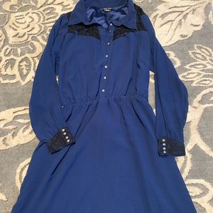 City Chic Indigo dress with lace detail